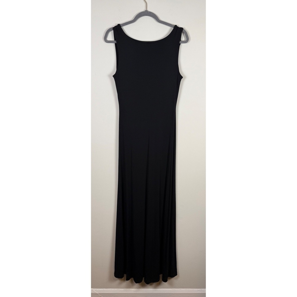 Lauren Ralph Lauren Black Sleeveless Ruffle Low Back Maxi Dress Womens Evening
